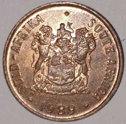 1989 - 1 CENT COIN (ONE CENT COIN) - RSA - BRONZE - KM#82 - BILINGUAL LEGEND - SPARROWS
